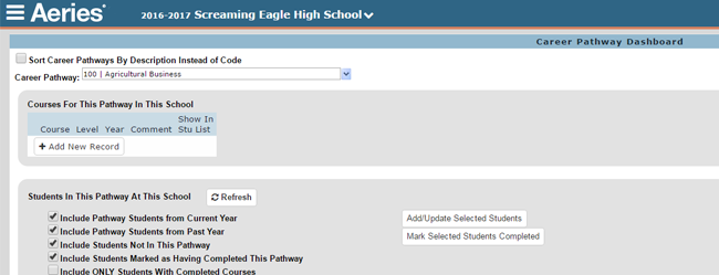The Aeries Career Pathway Dashboard